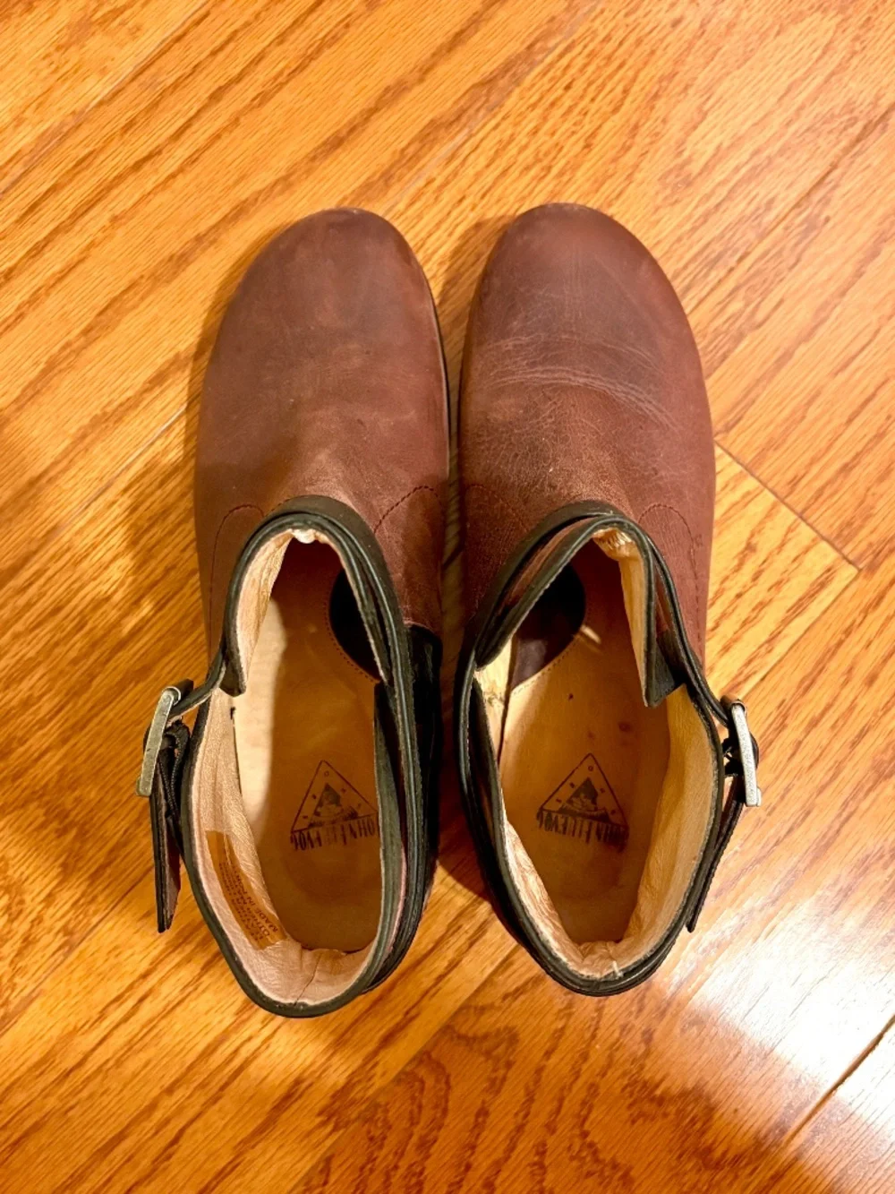 John Fluevog Brigid Brown Leather Moto Ankle Boots Women’s 7